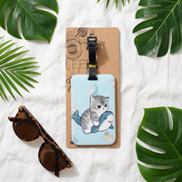 Étiquette de bagage personnalisée en PVC souple et écologique avec motif de requin, de chat ou d'animal de dessin animé pour emballage cadeau de voyage