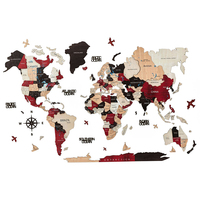 Carte du monde 3D en bois massif Carte du monde Puzzle Décoration murale Accessoires muraux Stickers muraux