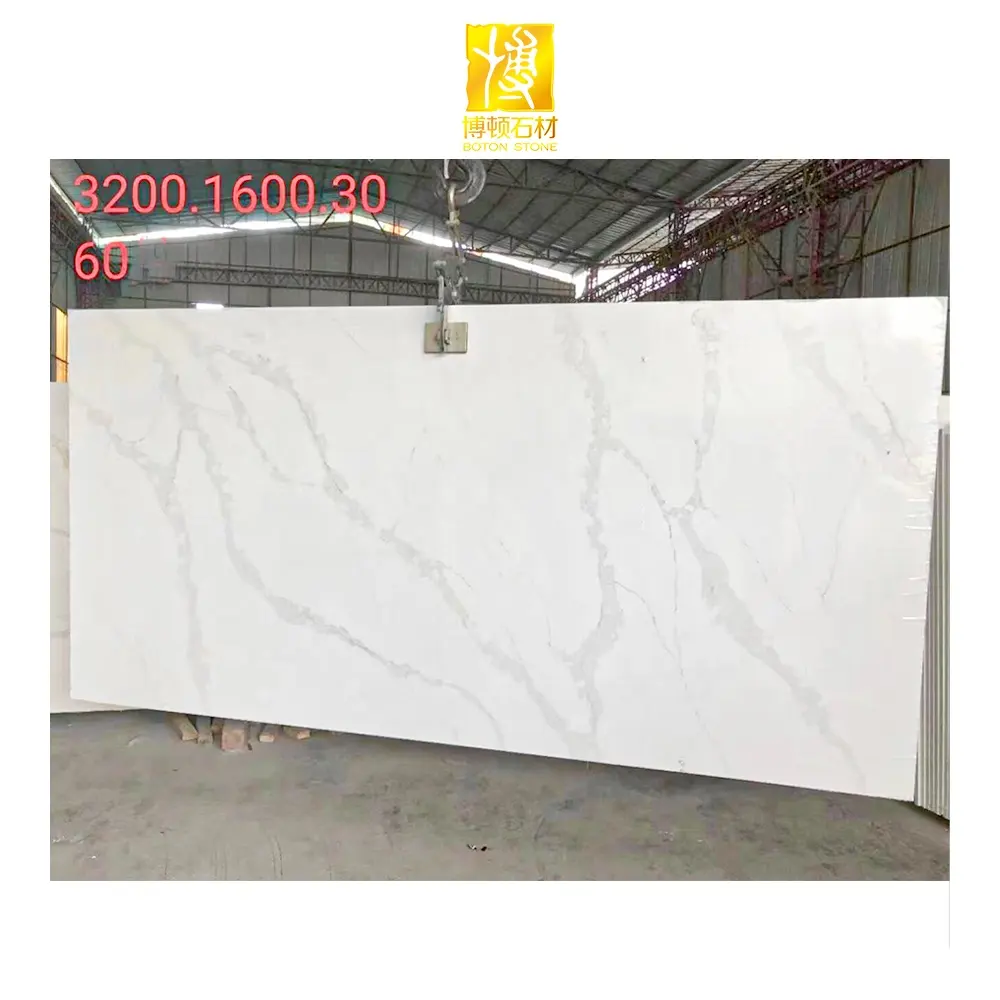 BOTON STONE Manufactured White Quartz Stone Size Calacatta Artificial Quartz Stone Slab