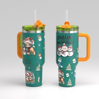 Gobelet de Noël personnalisé en acier inoxydable tasse de voyage gobelet à café tasse à vide gobelet de Noël avec logo avec poignée