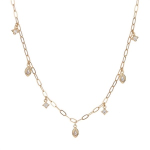Collares al por mayor para mujer con colgante de cruz de cobre, circonita y corazón, estilo ala de ángel - Product Image 3