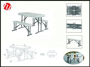 Vente directe d'usine, ensemble de table et de bancs pliants en plastique pour pique-nique en plein air, cour, fête, salle à manger, brasserie, pour événements - Product Image 3