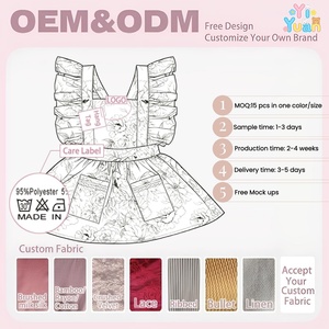 Nouvelle Arrivée Robe à Bretelles Imprimé Pivoine Vintage OEM ODM avec Volants Superposés, Bordure en Dentelle aux Épaules et Poches pour Fille, Idéale pour Mariage - Product Image 2