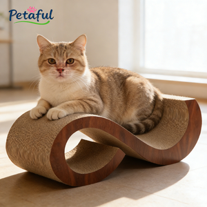 Tempat Tidur Kucing 2 in 1 Bentuk S Modern Ramah Lingkungan Tahan Lama dari Kardus Bergelombang Daur Ulang, <span class=keywords><strong>Sofa</strong></span> Penggaruk Kucing Ukuran Besar - Product Image 6