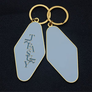 Fabricante logotipo personalizado marca de lujo habitación de Hotel <span class=keywords><strong>Metal</strong></span> Aleación de Zinc cuero en blanco esmalte Motel llavero promoción regalo - Product Image 4