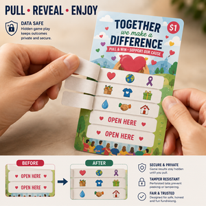 Wholesale Custom Pull Tab <b>Tickets</b> 5 Window Full Color Printed Charity Event Veteran Dinner Raffle Game Instant Win Cards - Product Image 2