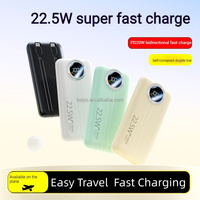 Power Bank Digital Display Model Baru 20000mAh Portabel Tipe-C PD 22.5W Pengisian Cepat Baterai LI-Polymer Kabel 2-kabel Terintegrasi