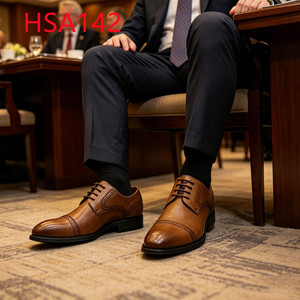 YYR, Chaussures habillées élégantes à double articulation, en cuir pleine fleur, pour cérémonie, modèle Hua Singh Derby HSA142 - Product Image 1