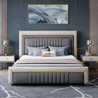 Faux cuir King Size lit chambre ensemble de meubles hôtel stockage moderne luxe Double Up-lits rembourrés Carton pin lit doux