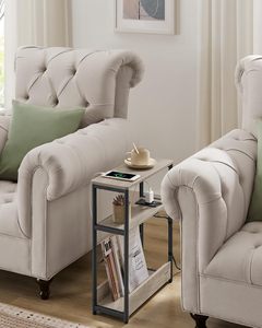<span class=keywords><strong>Mesa</strong></span> <span class=keywords><strong>Auxiliar</strong></span> Moderna de Madera con Múltiples Ranuras, <span class=keywords><strong>Mesa</strong></span> de Noche Estrecha con 3 Estantes para Espacios Pequeños, Revistero para Sala de Estar, Dormitorio, Estudio - Product Image 2