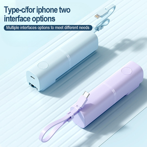 Mini chargeur mural portable 2-en-1, batterie externe PD 20W à charge rapide, batterie Li-polymère 5000mAh, câble Type-C universel - Product Image 3