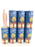 Rouleau anti-poils auto-adhésif avec manche en PP, papier en silicone, recharge pour enlever la poussière, les peluches, pour animaux domestiques et tapis, pour les humains