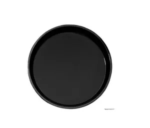 Plastik siyah renk rustik plastik hızlı sıvı gıda aperatif kaymaz yuvarlak servis tepsisi