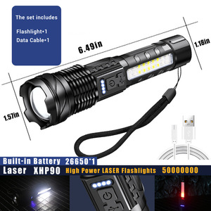 USB recargable láser blanco zoom telescópico hogar al aire libre COB rojo azul advertencia luces laterales <span class=keywords><strong>LED</strong></span> antorcha luz táctica linterna - Product Image 6