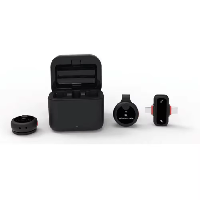 Portable J33 2 in 1 Lapel Wireless Collar Microphone Live Broadcasting AI Noise Reduction Lavalier Wireless Microphone