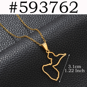 Collier avec pendentif carte de la Guyane française, de la Guyane et de la <span class=keywords><strong>Guadeloupe</strong></span> pour femmes et filles, base en acier inoxydable, bijoux # 593762 - Product Image 5