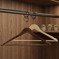Cintre en bois massif style américain, qualité hôtelière, antidérapant, antivol, extra-épais, robuste, avec pince d'épaule, pour magasins de vêtements et usage domestique