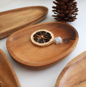 Plateau en bois d'acacia avec pieds, forme galet, plat <span class=keywords><strong>de</strong></span> service, bol à apéritifs, à collations et à noix, décoration rustique style ferme, vente en gros - Product Image 2