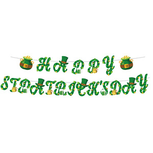 Bannière de fête Shamrock pour la Saint-Patrick, vaisselle jetable en plastique et en papier, ensemble de décoration pour la célébration des fêtes irlandaises - Product Image 4