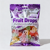 Sacs d'emballage en plastique mylar avec fenêtre transparente pour oreiller à joint latéral arrière imprimé personnalisé pour les bonbons au festival du chocolat