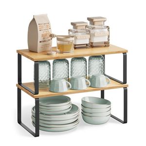 Tủ tổ chức Kệ 2 gói kim loại và thiết kế gỗ kicten truy cập Kệ Stackable gia vị giá - Product Image 1