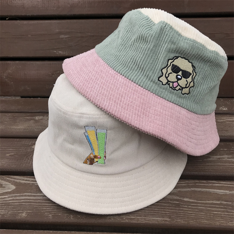 Custom Embroidery Corduroy Bucket Hats,hot Selling Corduroy