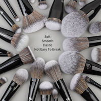 Juego de Brochas de Maquillaje Profesional de Alta Calidad, Logotipo Personalizado, Brochas Veganas de Lujo, Brocha para Corrector Facial, Personalizadas, Negras, al por Mayor