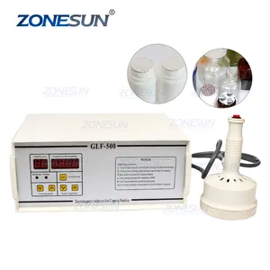Zonesun máquina de selagem eletromagnética, tampas de garrafas plásticas para pet GLF-500 220v, vidro contínuo de indução eletromagnética, máquina de selagem a calor