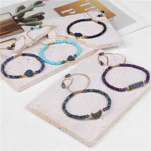 Bracciale in Pietra Naturale <span class=keywords><strong>con</strong></span> Ciondolo a Cuore Druzy, Regolabile, Stile Boho, per Donna, Gioiello di Tendenza, Idea Regalo - Product Image 1