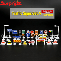 Mini Panneaux de Signalisation Routière Anglais Russe, Kit de Modèles de Panneaux de Rue, Diorama, Décoration de Scène Urbaine, Accessoires pour Voitures Jouets