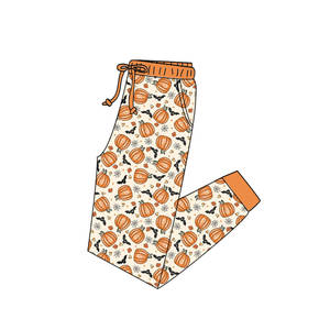 Pantalons de pyjama personnalisés en fibre de bambou pour adultes et enfants, motif citrouille, collection Thanksgiving, pour maman et moi - Product Image 1