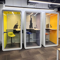 Cabine de bureau individuelle en tissu jaune, cabine de réunion mobile, cabine téléphonique acoustique pour appels