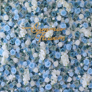 LEXI FW-040 Handgefertigtes Blaues Rosen-Blumenwandpaneel 8ft X 8ft Künstliche Blumen-Kulisse Wiederverwendbare Hochzeitsdekoration Party-Event - Product Image 3