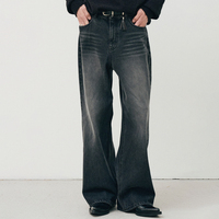 Jeans de Mezclilla Negros Holgados y Rectos para Hombre, de Cintura Alta, para Uso Diario, Venta Caliente 2026