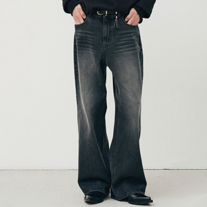 Jean droit ample noir <span class=keywords><strong>en</strong></span> denim <span class=keywords><strong>pour</strong></span> <span class=keywords><strong>homme</strong></span>, taille haute, coupe droite, idéal <span class=keywords><strong>pour</strong></span> le quotidien – Collection 2026, Vente Flash - Product Image 1