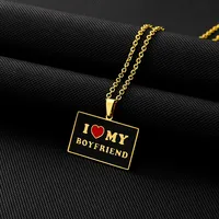 Je m'aime mon papa maman EMO petit ami petite amie lettre étanche en acier inoxydable mode bijoux colliers pendentifs en gros