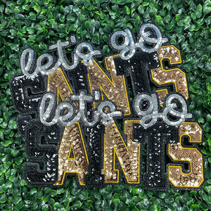 ホットセール 西部の試合日 スパンコール刺繍入り「Let's Go Saints」アイロン接着パッチ フットボール 野球 スパンコールパッチ - Product Image 1