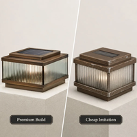 Lampe solaire à poteau tout en cuivre, lampe d'extérieur pour cour, simple, étanche, pour clôture de villa, lampe à pilier LED, lampe de poteau de portail de jardin