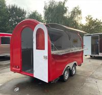 Tune camión de comida móvil con cocina completa dos ventanas remolque redondo de catering de comida