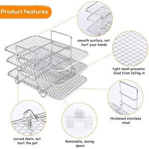 <strong>Air</strong> <strong>Fryer</strong> Accessories 3 Layers Grill Rack Square <strong>Shelf</strong> Oven Accessories Square Food Rack - Product Image 3