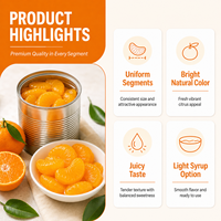 Jeruk Mandarin Kaleng 850g dalam Sirup Ringan Segmen Utuh OEM Label Kustom Ukuran Kustom Produsen Grosir