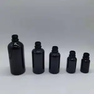 Beliebteste 10ml 20ml 30ml 50ml 100ml schwarze Kosmetik verpackung Glas ätherische Öl flasche