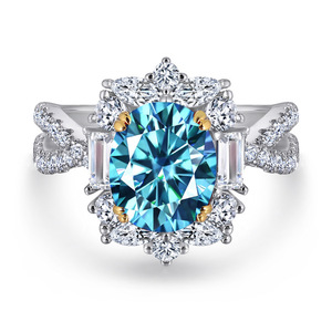 Anello da Donna in Argento Sterling S925 <span class=keywords><strong>con</strong></span> Rubino Moissanite Ovale da 2 Carati, Gioielleria di Alta Gamma della Fabbrica MuShan - Product Image 4