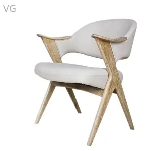 美国乡村家居家具倒y型木椅亚麻织物单椅实木餐椅