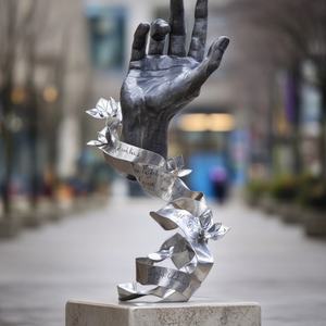 आधुनिक स्टेनलेस स्टील बुढ़ा हाथ मूर्तिकला के लिए कमल के फूल के साथ आधुनिक स्टेनलेस स्टील बुढ़ा - Product Image 6