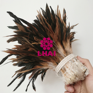 Plumes de coq Schlappen demi-bronzées naturelles irisées de 8 à 10 pouces <span class=keywords><strong>en</strong></span> gros, franges enfilées pour la chapellerie, les costumes, la pêche à la mouche et l'artisanat - Product Image 3