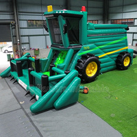 Château gonflable pour enfants, modèle tracteur agricole et camion vert, aire de jeux gonflable
