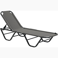 Vente en gros d'usine, ensemble de deux chaises longues pliantes noires pour le camping, le bord de la piscine, le jardin, la terrasse, la plage