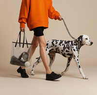 Sac à bandoulière transparent personnalisé OEM/ODM pour animaux de compagnie, sac fourre-tout tendance pour sorties avec animaux, sac de transport transparent pour chiens