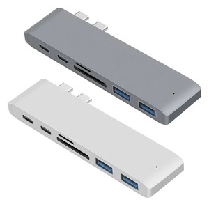 <span class=keywords><strong>7</strong></span> trong 1 kép USB loại C HUB <span class=keywords><strong>7</strong></span> cổng sạc <span class=keywords><strong>adapter</strong></span> 4K 30Hz HDTV USB 3.0 HUB Hỗ trợ M1 <span class=keywords><strong>Splitter</strong></span> Docking Station - Product Image 2